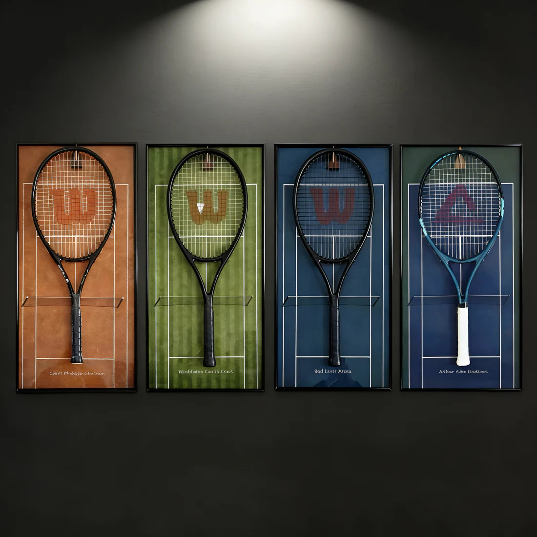 Grand Slam-Inspired Tennis Racket Display Frame – Wall-Mounted Collector Showcase