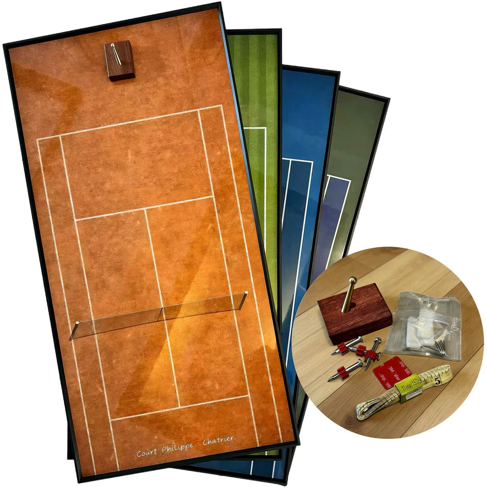 Grand Slam-Inspired Tennis Racket Display Frame – Wall-Mounted Collector Showcase