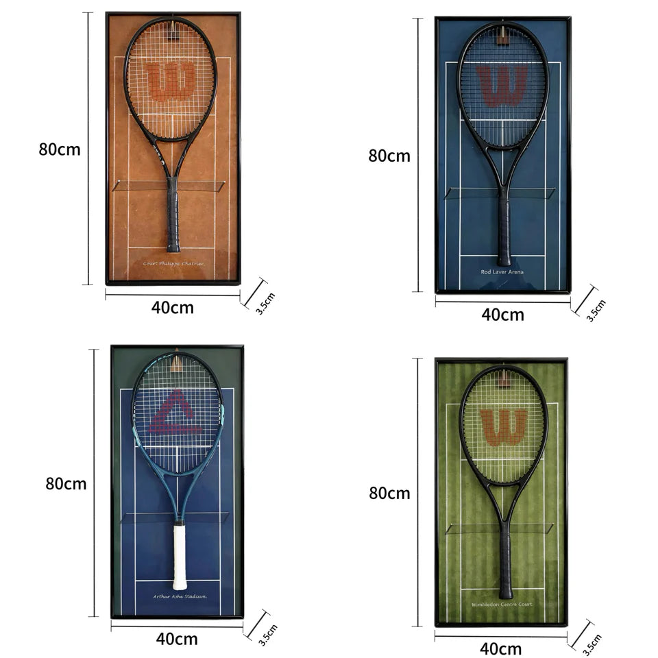 Grand Slam-Inspired Tennis Racket Display Frame – Wall-Mounted Collector Showcase
