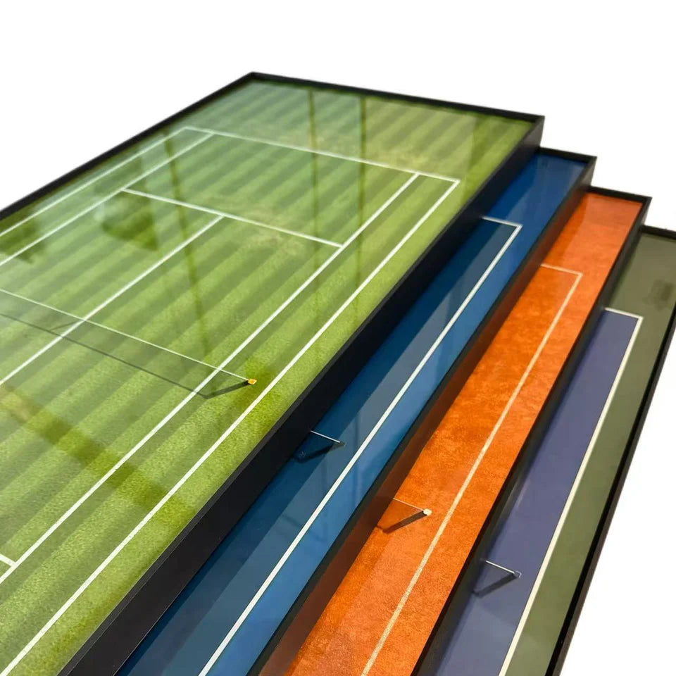 Grand Slam-Inspired Tennis Racket Display Frame – Wall-Mounted Collector Showcase