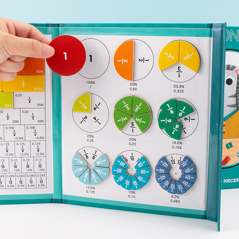 Montessori Magnetic Fraction Puzzle Book - Children's Math Fraction Tool, Suitable for Grades 4-5