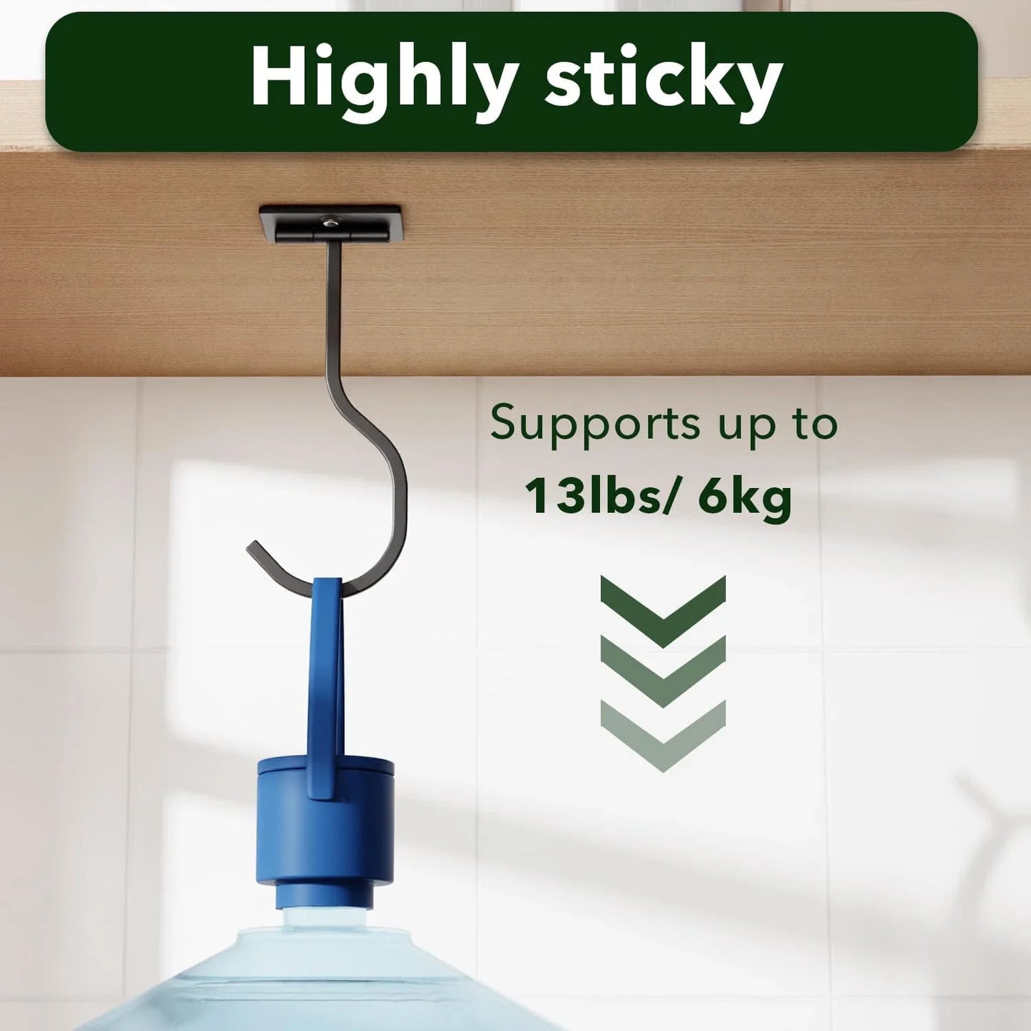 2-Pack Black Self-Adhesive Banana Hook – Foldable Metal Banana Hanger (Under Cabinet)